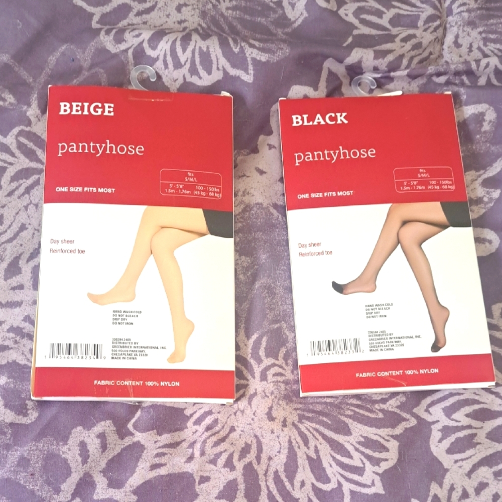 New 2 Pantyhoses Black and Beige